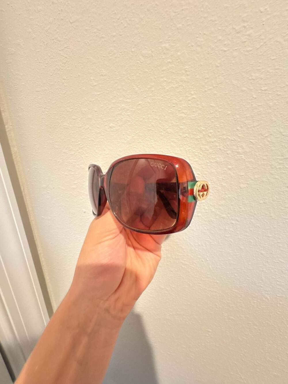Gucci GG 3166/S Rectangular Sunglasses in Tortoise with Green/Red Web